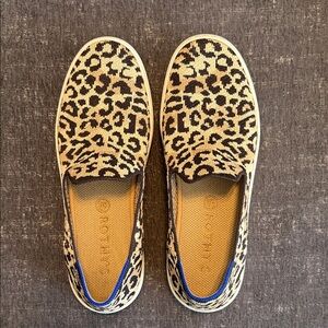 Rothy's Black and Tan Leopard Sneakers